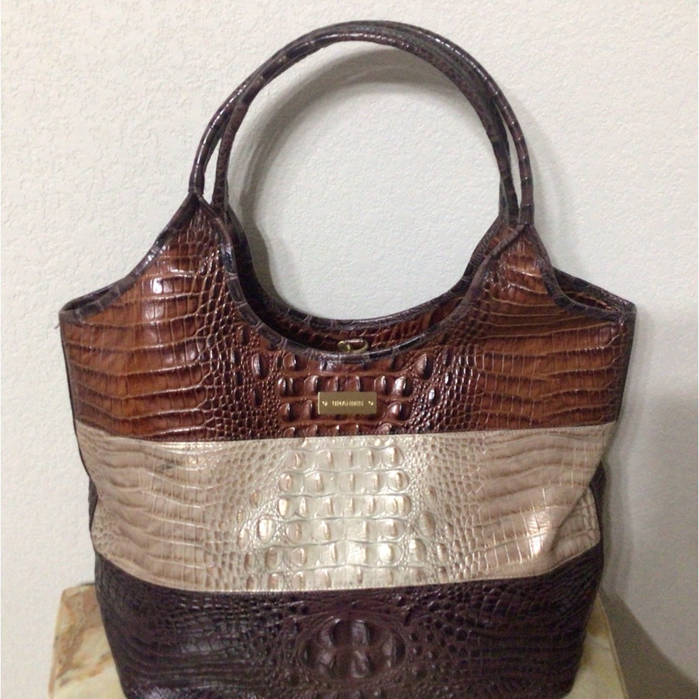 Tri-Color Leather Brahmin Tote